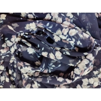 Duża chusta plażowa - eleganckie PAREO XXL szyfon białe kwiatuszki